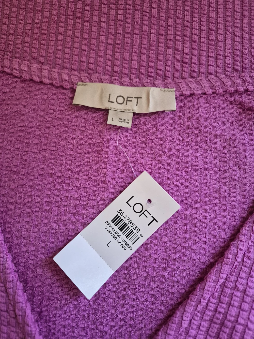 LOFT Fuchsia Knot-Front Puff Sleeve Top